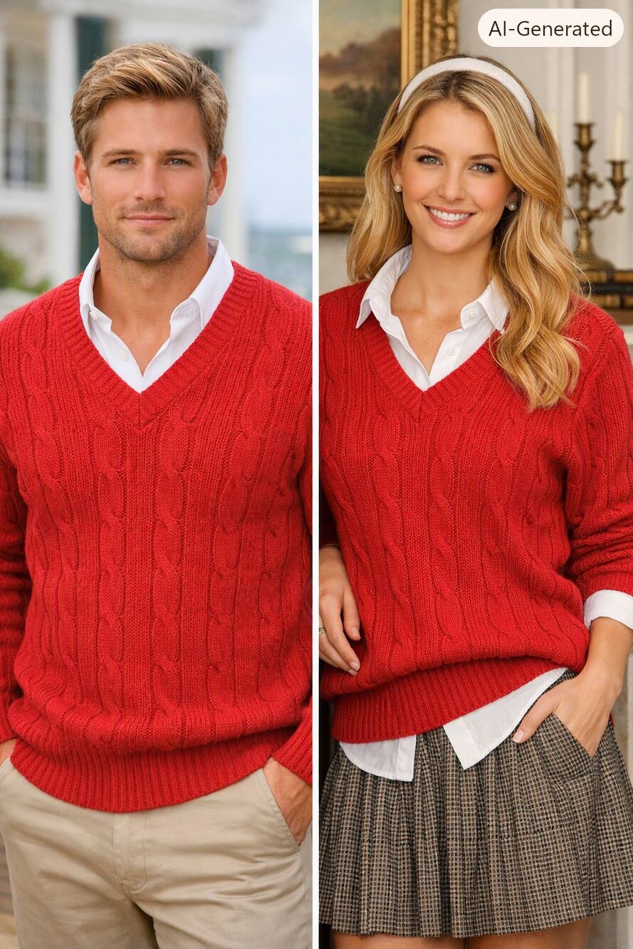 Vintage Red Cable Knit Sweater Fisherman Grandpacore Preppy Made in USA L